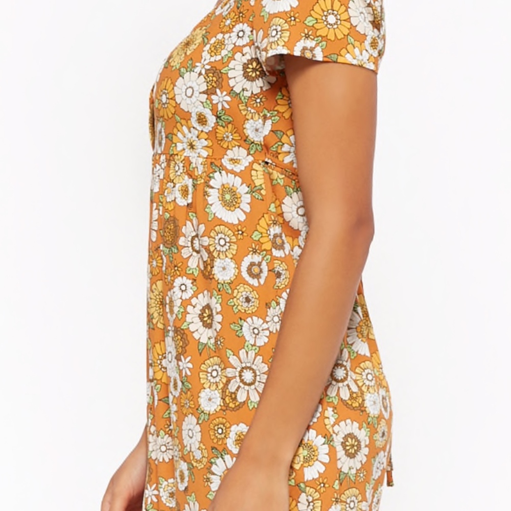 NWOT Forever 21 Hippie/Boho Orange Floral Dress - Picture 3 of 8